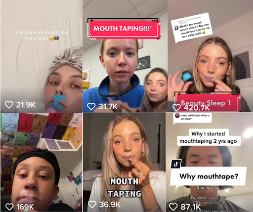 TikTok images of user mouth taping dangerous trend